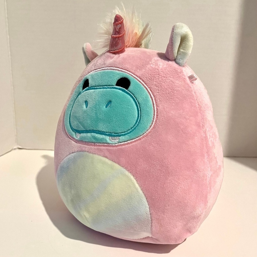 Gently Used Squishmallow Hippo Hank in Pink Unicorn Costume 8” Plush Toy